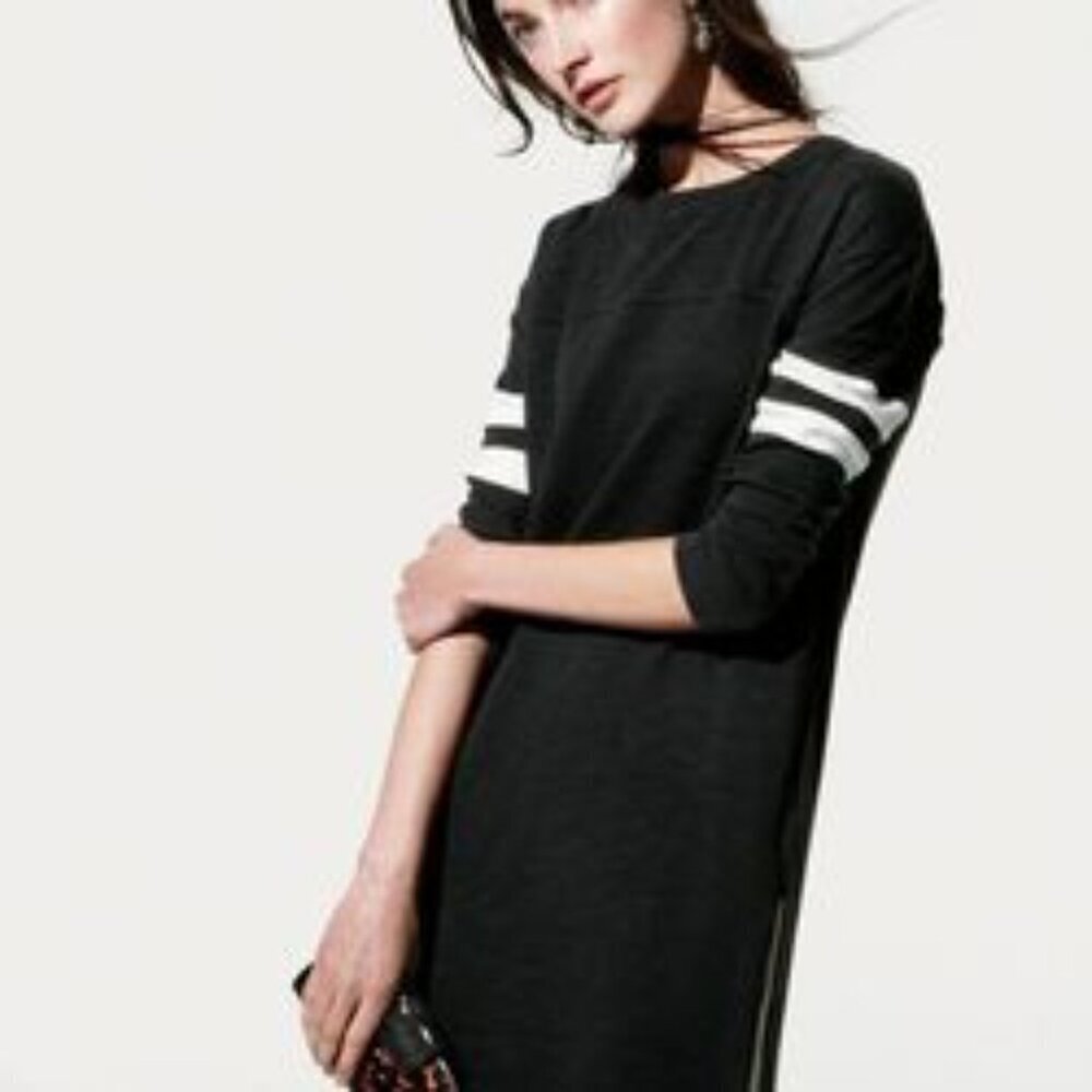 J. Crew Factory women's Varsity Side-Zip Casual Dress XL white stripe zipper